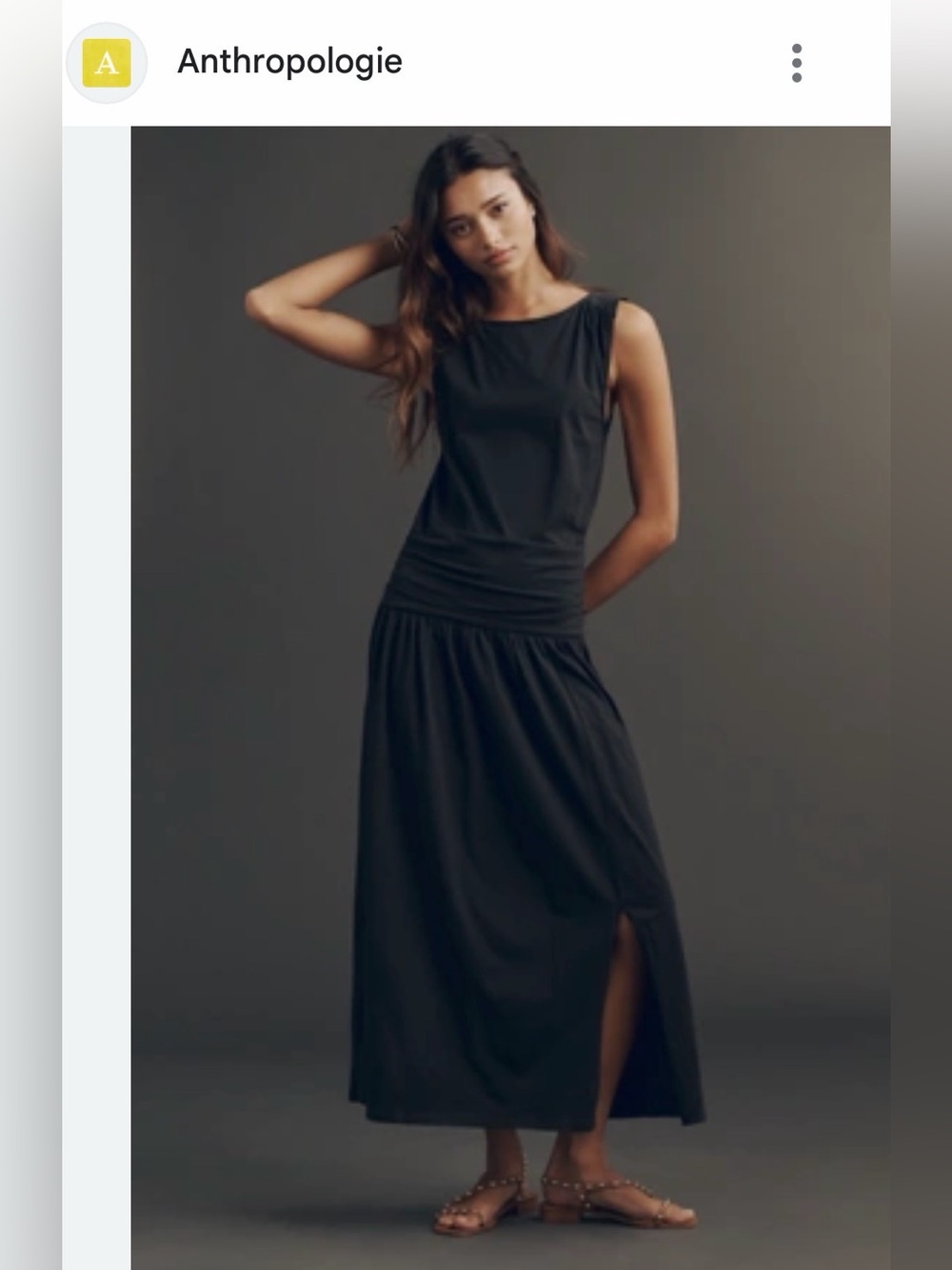 Nation LA Cleo Black Drop waist Midi Dress w/ Side Slit - at Anthropologie